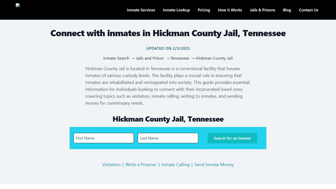 Hickman County Jail, Tennessee: Inmate Search, Visitation, Commissary, Letters, & Photos